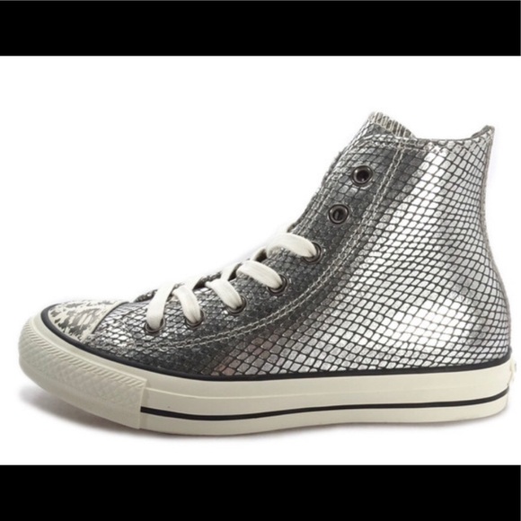 *SOLD!* Converse Metallic Silver Snakeskin Sneaker - Picture 2 of 8